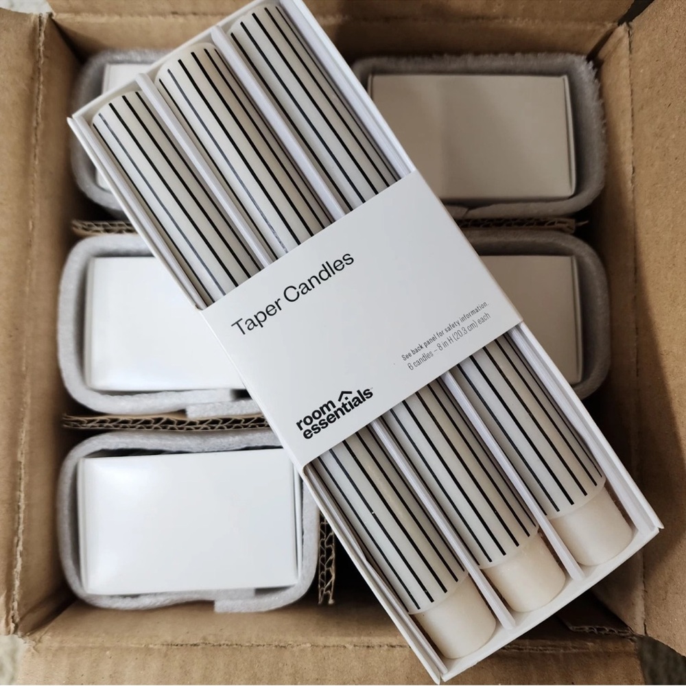 Room Essentials Striped Taper Candles - Black and White - 2 pack